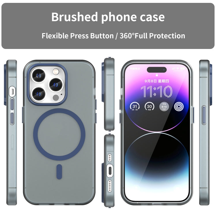For iPhone 14 Pro Max MagSafe Frosted Translucent TPU + PC Full Coverage Phone Case