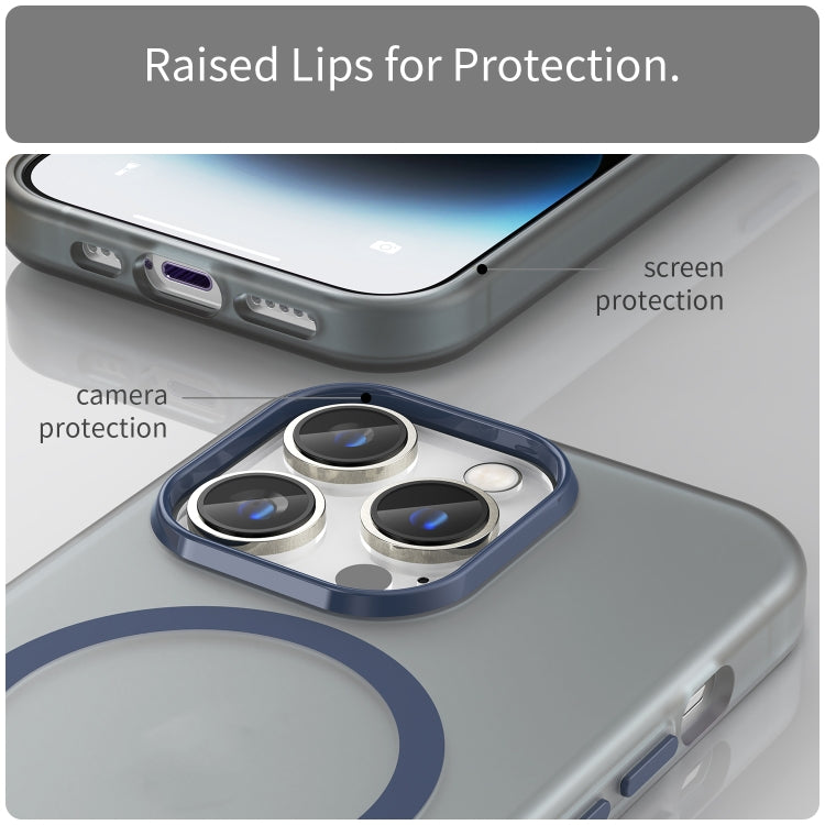 For iPhone 14 Pro Max MagSafe Frosted Translucent TPU + PC Full Coverage Phone Case