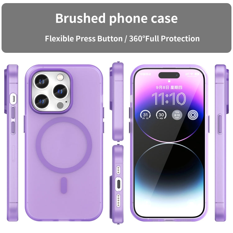 For iPhone 14 Pro Max MagSafe Frosted Translucent TPU + PC Full Coverage Phone Case