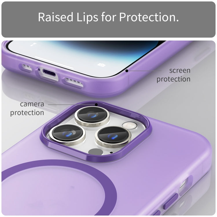 For iPhone 14 Pro Max MagSafe Frosted Translucent TPU + PC Full Coverage Phone Case