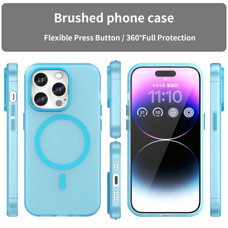 For iPhone 14 Pro Max MagSafe Frosted Translucent TPU + PC Full Coverage Phone Case
