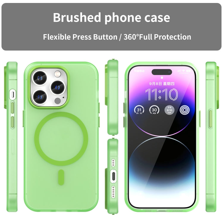 For iPhone 14 Pro Max MagSafe Frosted Translucent TPU + PC Full Coverage Phone Case