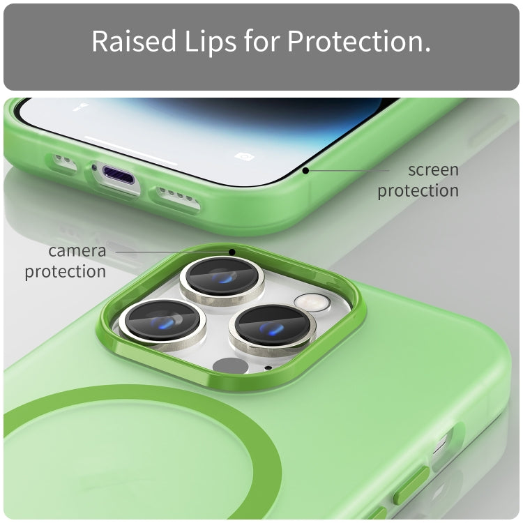 For iPhone 14 Pro Max MagSafe Frosted Translucent TPU + PC Full Coverage Phone Case