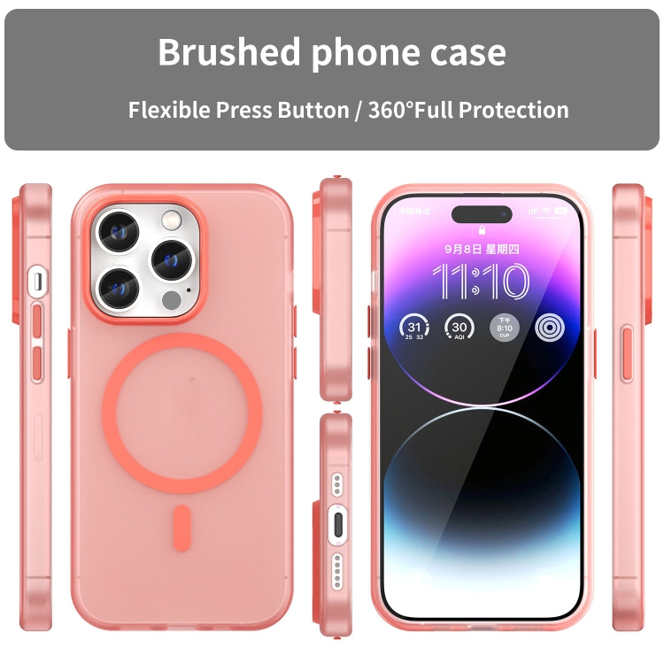 For iPhone 14 Pro Max MagSafe Frosted Translucent TPU + PC Full Coverage Phone Case