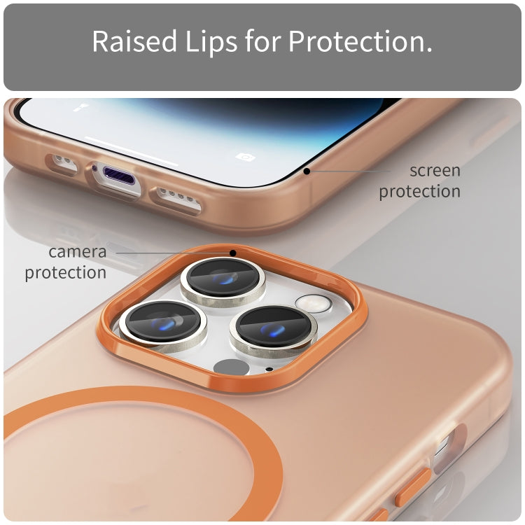 For iPhone 14 Pro Max MagSafe Frosted Translucent TPU + PC Full Coverage Phone Case