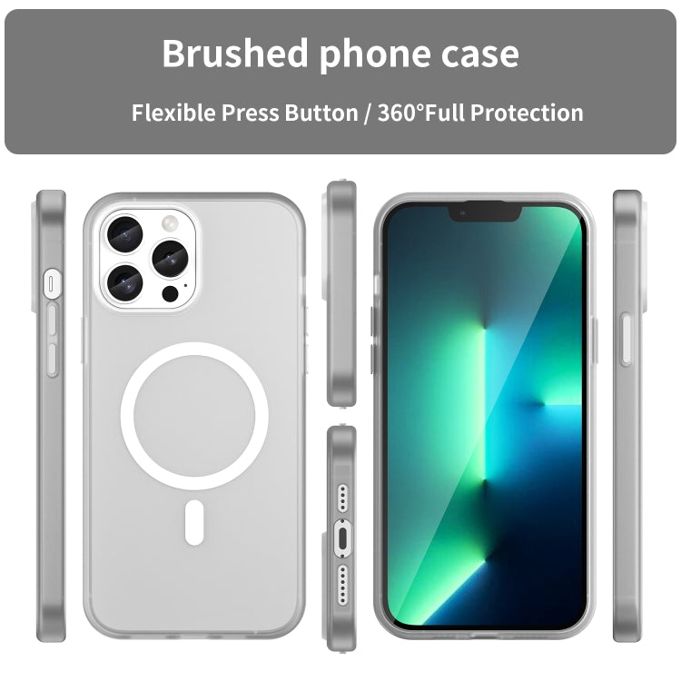 For iPhone 13 Pro Max MagSafe Frosted Translucent TPU + PC Full Coverage Phone Case
