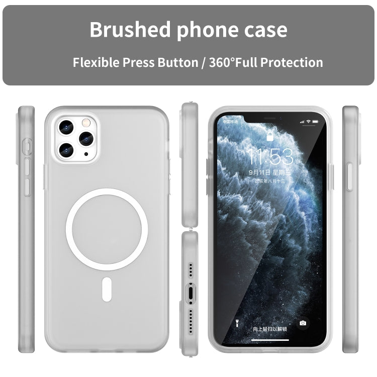 For iPhone 11 Pro Max MagSafe Frosted Translucent TPU + PC Full Coverage Phone Case