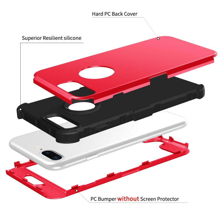 For iPhone 7 / 8 Plus 3 in 1 All-inclusive Shockproof Airbag Silicone + PC Case