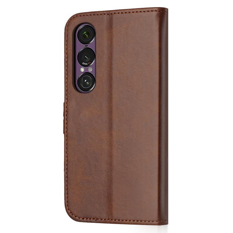 For Sony Xperia 1 VII Embossed Happy Cat Pattern Flip Leather Phone Case