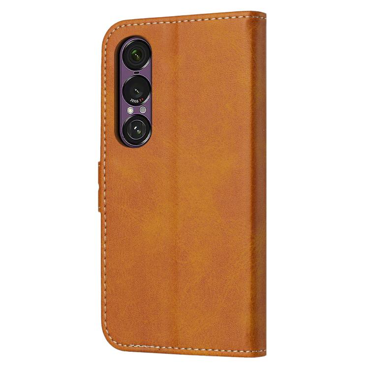 For Sony Xperia 1 VII Embossed Happy Cat Pattern Flip Leather Phone Case