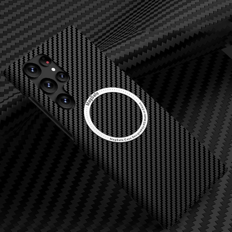 For Samsung Galaxy S25 Ultra 5G Carbon Fiber Texture MagSafe Magnetic Phone Case