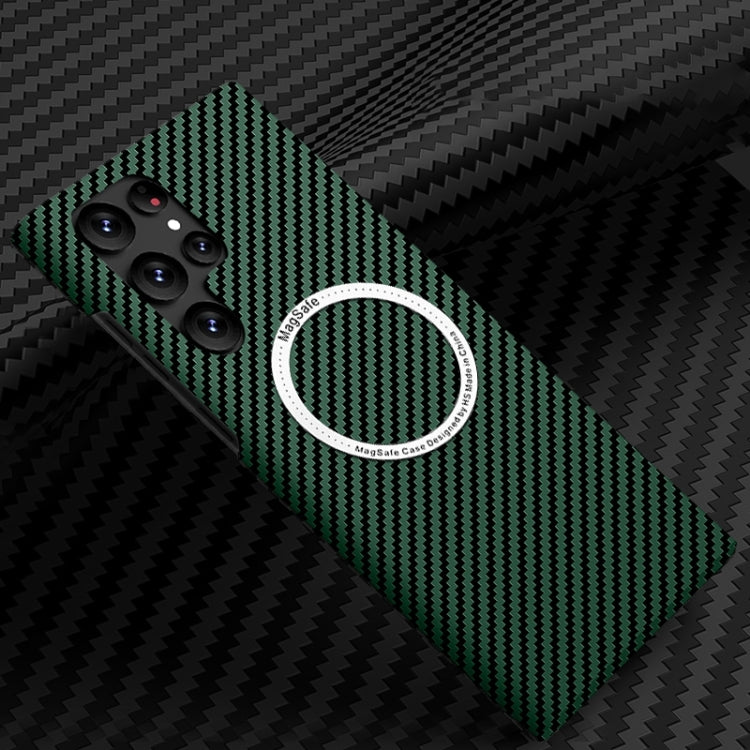 For Samsung Galaxy S25 Ultra 5G Carbon Fiber Texture MagSafe Magnetic Phone Case