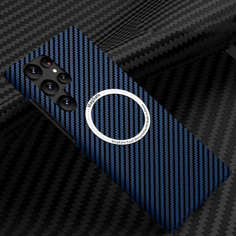 For Samsung Galaxy S25 Ultra 5G Carbon Fiber Texture MagSafe Magnetic Phone Case
