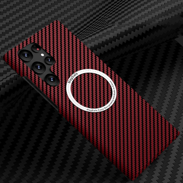 For Samsung Galaxy S25 Ultra 5G Carbon Fiber Texture MagSafe Magnetic Phone Case