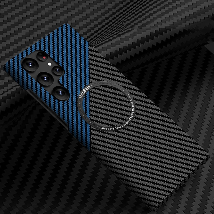 For Samsung Galaxy S25 Ultra 5G Carbon Fiber Texture MagSafe Magnetic Phone Case