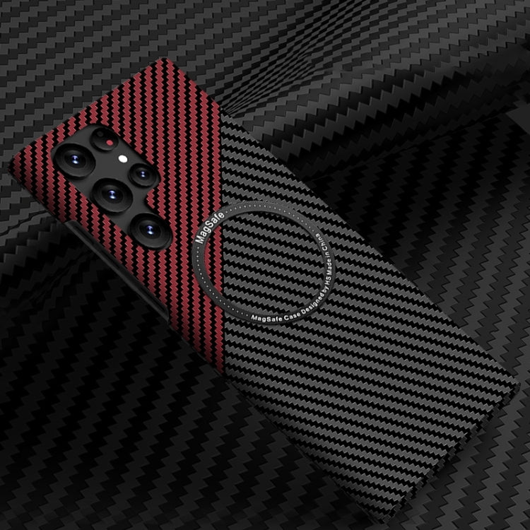 For Samsung Galaxy S25 Ultra 5G Carbon Fiber Texture MagSafe Magnetic Phone Case