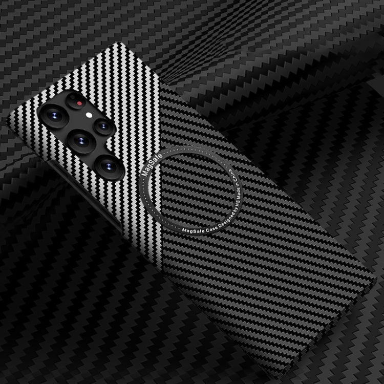 For Samsung Galaxy S25 Ultra 5G Carbon Fiber Texture MagSafe Magnetic Phone Case