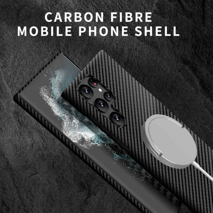 For Samsung Galaxy S25+ 5G Carbon Fiber Texture MagSafe Magnetic Phone Case