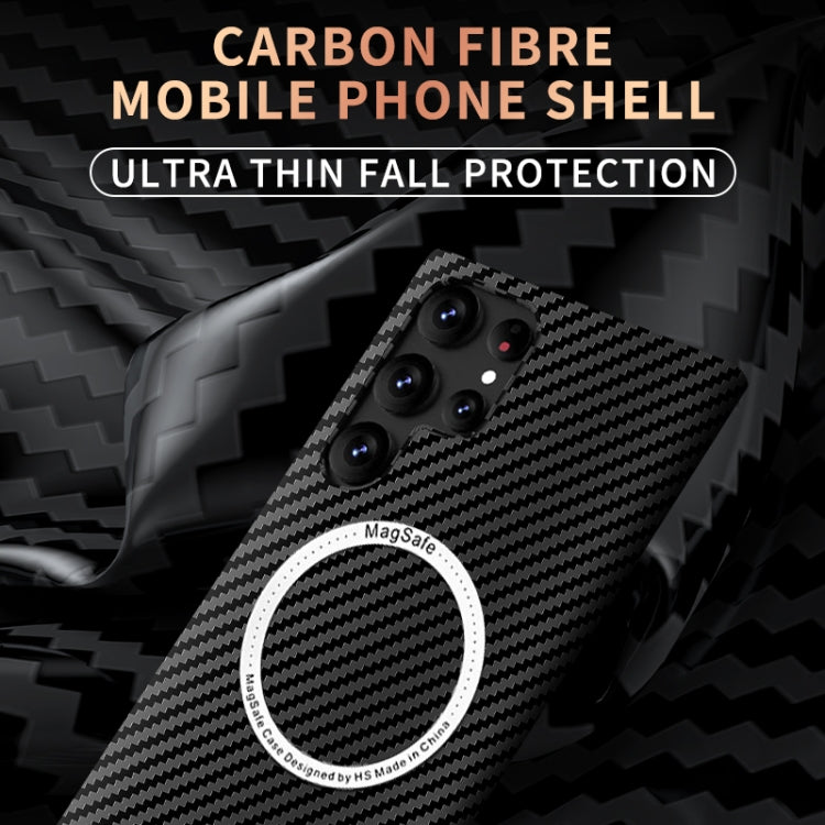 For Samsung Galaxy S25 Ultra 5G Carbon Fiber Texture MagSafe Magnetic Phone Case
