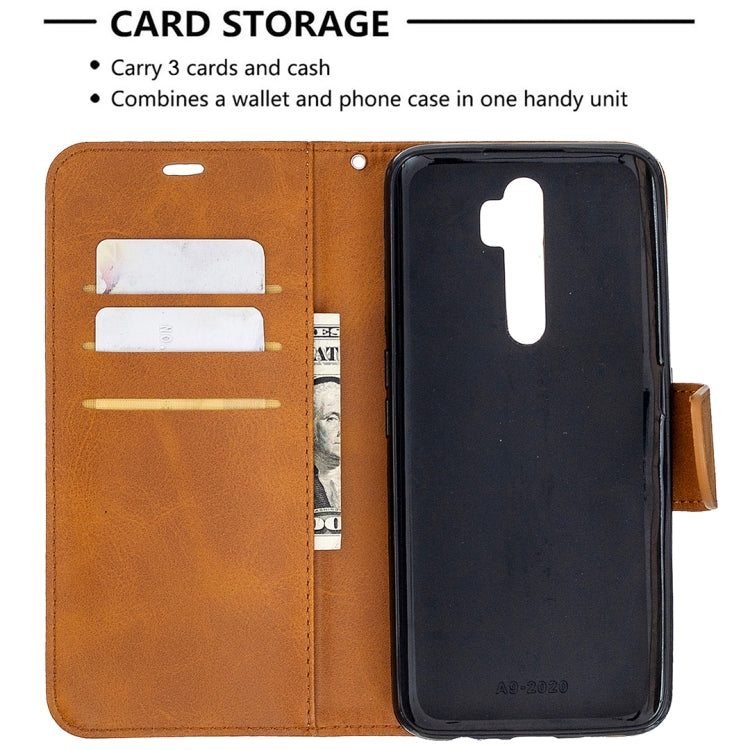 For Oppo A5 (2020) / A9 (2020) Retro Lambskin Texture Pure Color Horizontal Flip PU Leather Case with Holder & Card Slots & Wallet & Lanyard