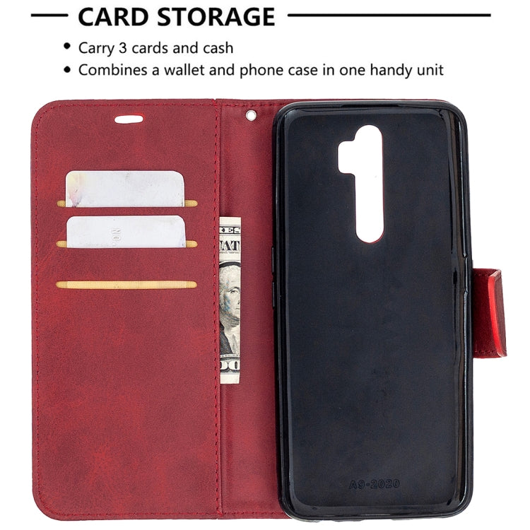 For Oppo A5 (2020) / A9 (2020) Retro Lambskin Texture Pure Color Horizontal Flip PU Leather Case with Holder & Card Slots & Wallet & Lanyard