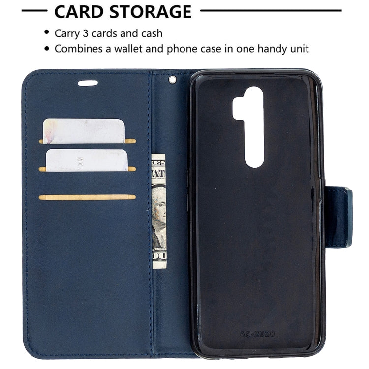 For Oppo A5 (2020) / A9 (2020) Retro Lambskin Texture Pure Color Horizontal Flip PU Leather Case with Holder & Card Slots & Wallet & Lanyard