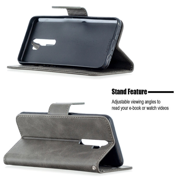 For Oppo A5 (2020) / A9 (2020) Retro Lambskin Texture Pure Color Horizontal Flip PU Leather Case with Holder & Card Slots & Wallet & Lanyard