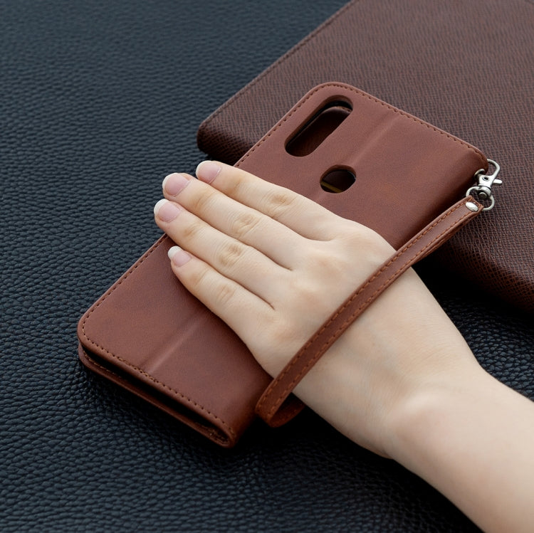 For Oppo A31 (2020) / A81 Retro Lambskin Texture Pure Color Horizontal Flip PU Leather Case with Holder & Card Slots & Wallet & Lanyard