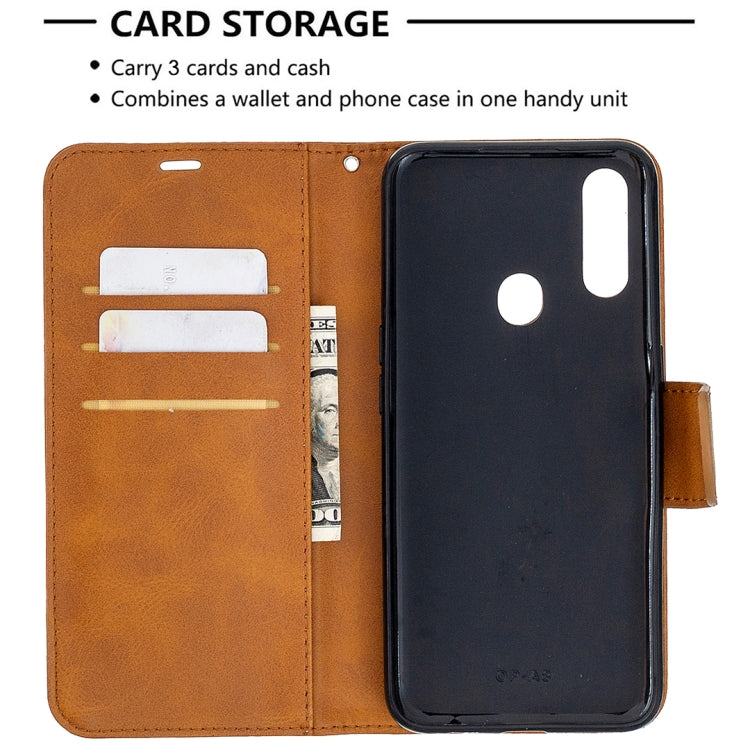 For Oppo A31 (2020) / A81 Retro Lambskin Texture Pure Color Horizontal Flip PU Leather Case with Holder & Card Slots & Wallet & Lanyard