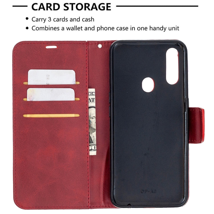For Oppo A31 (2020) / A81 Retro Lambskin Texture Pure Color Horizontal Flip PU Leather Case with Holder & Card Slots & Wallet & Lanyard