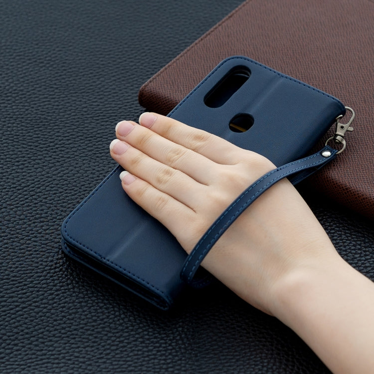 For Oppo A31 (2020) / A81 Retro Lambskin Texture Pure Color Horizontal Flip PU Leather Case with Holder & Card Slots & Wallet & Lanyard