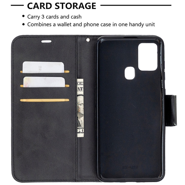 For Samsung Galaxy A21s Retro Lambskin Texture Pure Color Horizontal Flip PU Leather Case with Holder & Card Slots & Wallet & Lanyard