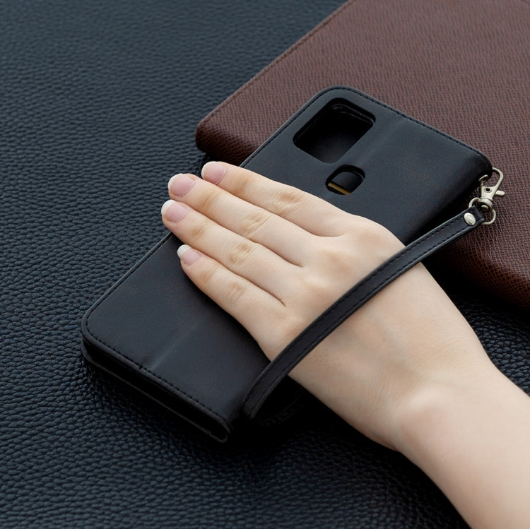 For Samsung Galaxy A21s Retro Lambskin Texture Pure Color Horizontal Flip PU Leather Case with Holder & Card Slots & Wallet & Lanyard