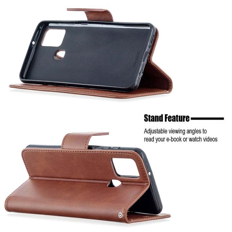 For Samsung Galaxy A21s Retro Lambskin Texture Pure Color Horizontal Flip PU Leather Case with Holder & Card Slots & Wallet & Lanyard