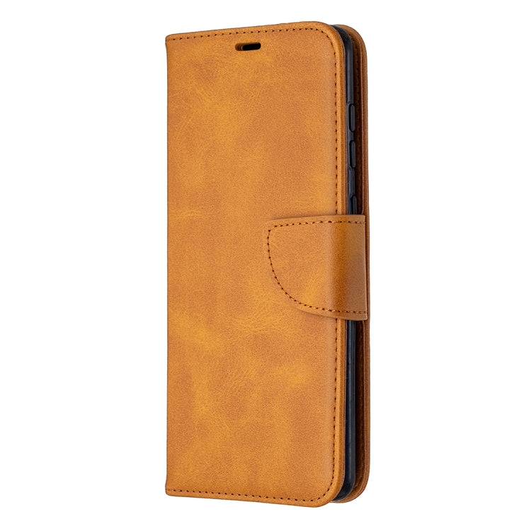 For Samsung Galaxy A21s Retro Lambskin Texture Pure Color Horizontal Flip PU Leather Case with Holder & Card Slots & Wallet & Lanyard
