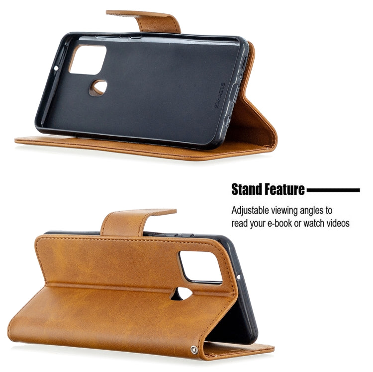 For Samsung Galaxy A21s Retro Lambskin Texture Pure Color Horizontal Flip PU Leather Case with Holder & Card Slots & Wallet & Lanyard