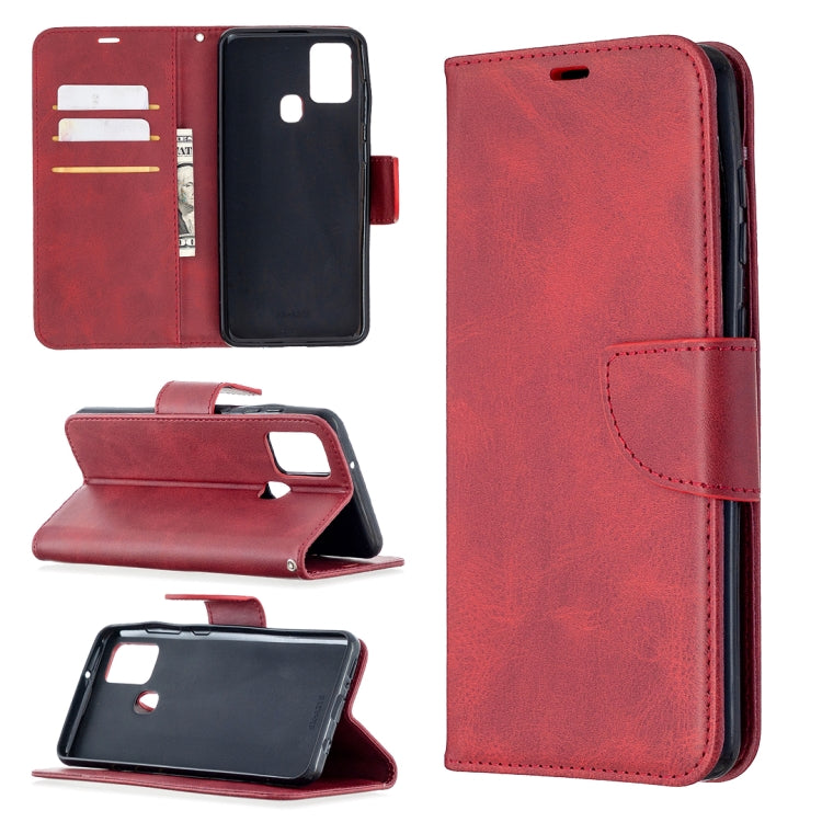 For Samsung Galaxy A21s Retro Lambskin Texture Pure Color Horizontal Flip PU Leather Case with Holder & Card Slots & Wallet & Lanyard