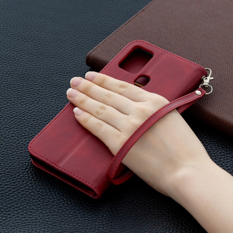 For Samsung Galaxy A21s Retro Lambskin Texture Pure Color Horizontal Flip PU Leather Case with Holder & Card Slots & Wallet & Lanyard