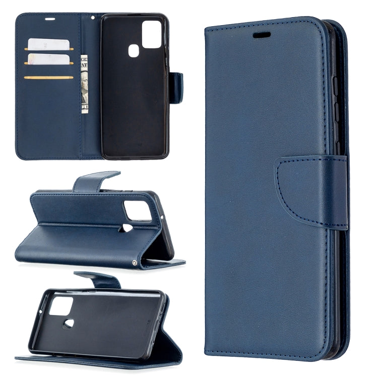 For Samsung Galaxy A21s Retro Lambskin Texture Pure Color Horizontal Flip PU Leather Case with Holder & Card Slots & Wallet & Lanyard