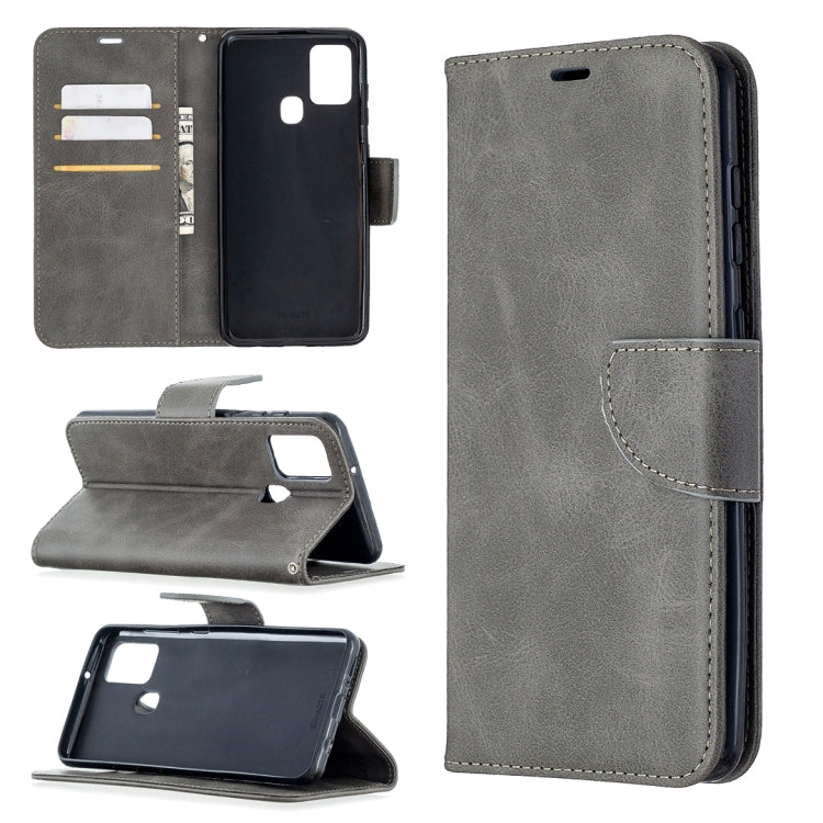 For Samsung Galaxy A21s Retro Lambskin Texture Pure Color Horizontal Flip PU Leather Case with Holder & Card Slots & Wallet & Lanyard