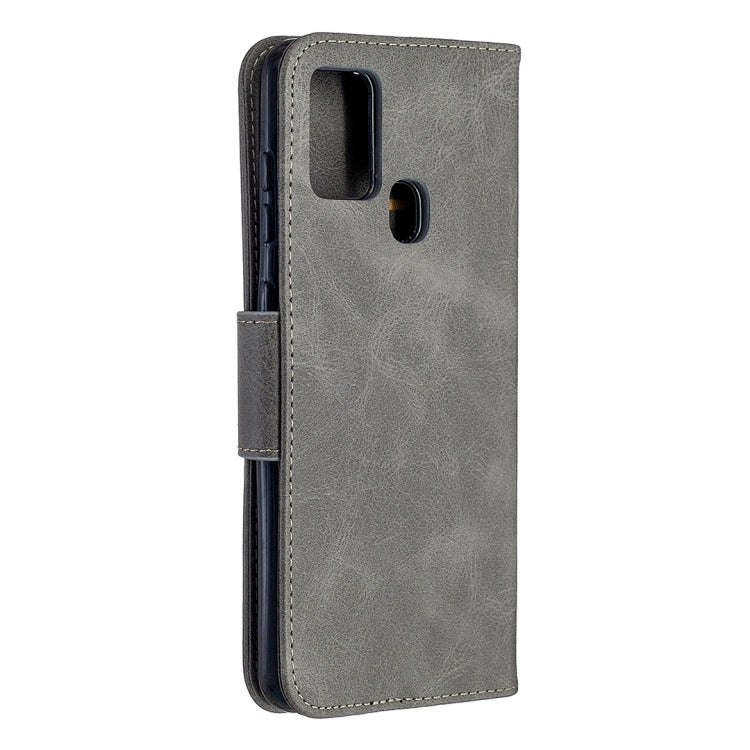 For Samsung Galaxy A21s Retro Lambskin Texture Pure Color Horizontal Flip PU Leather Case with Holder & Card Slots & Wallet & Lanyard