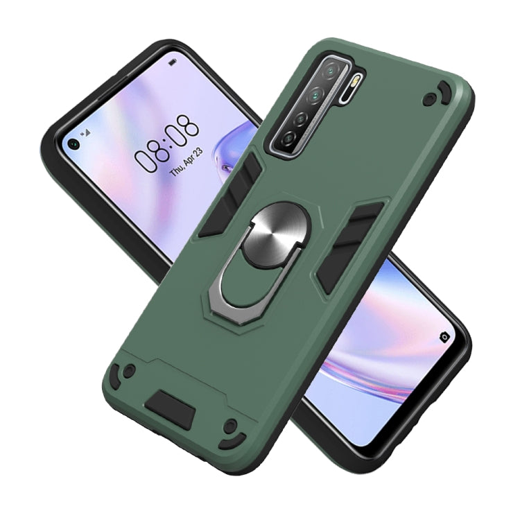 For Huawei Nova 7 SE / P40 Lite 5G 2 in 1 Armour Series PC + TPU Protective Case with Ring Holder