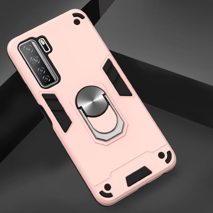For Huawei Nova 7 SE / P40 Lite 5G 2 in 1 Armour Series PC + TPU Protective Case with Ring Holder