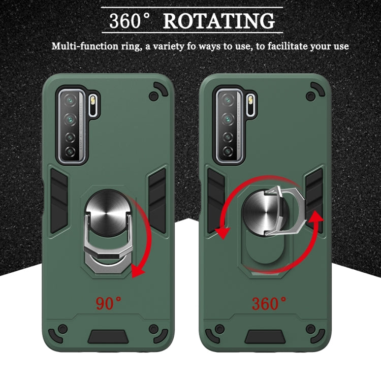For Huawei Nova 7 SE / P40 Lite 5G 2 in 1 Armour Series PC + TPU Protective Case with Ring Holder