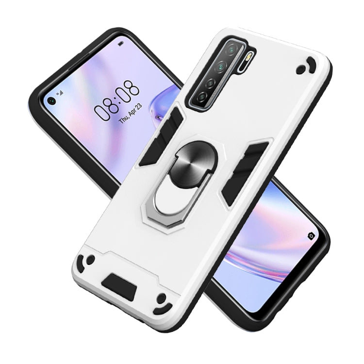 For Huawei Nova 7 SE / P40 Lite 5G 2 in 1 Armour Series PC + TPU Protective Case with Ring Holder