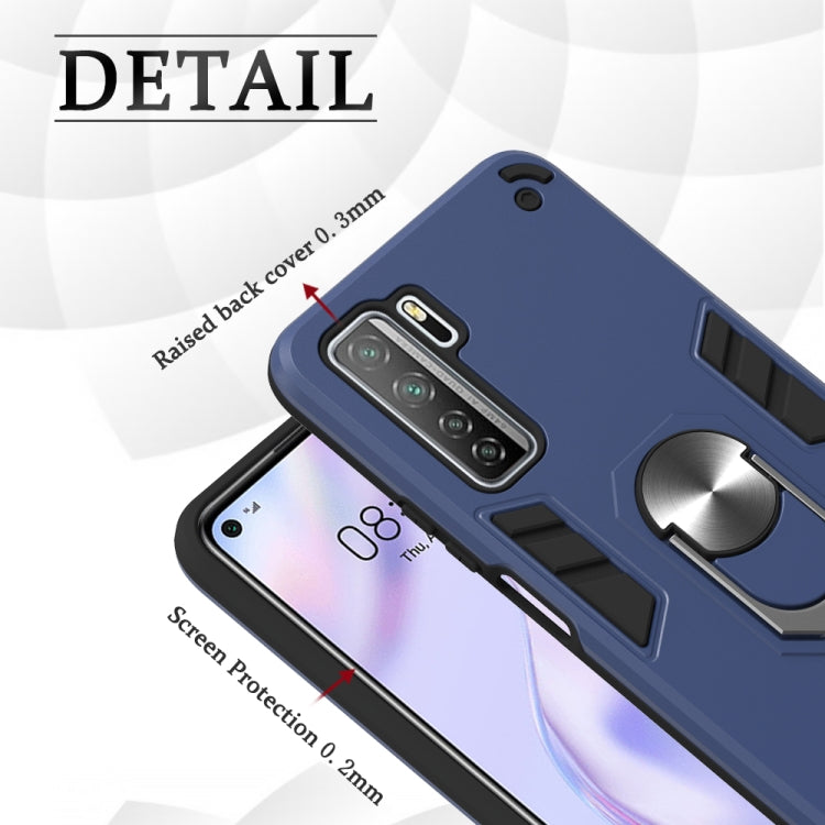 For Huawei Nova 7 SE / P40 Lite 5G 2 in 1 Armour Series PC + TPU Protective Case with Ring Holder