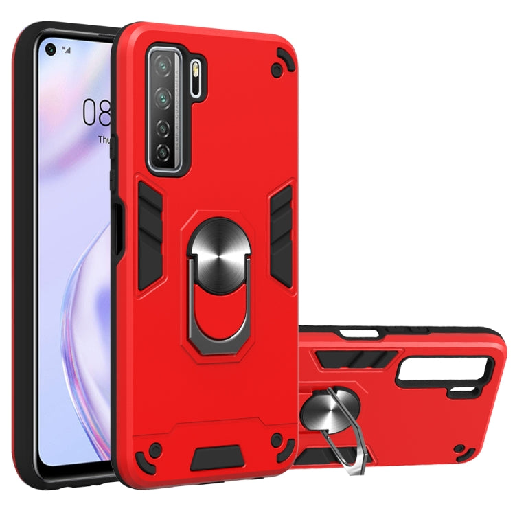 For Huawei Nova 7 SE / P40 Lite 5G 2 in 1 Armour Series PC + TPU Protective Case with Ring Holder