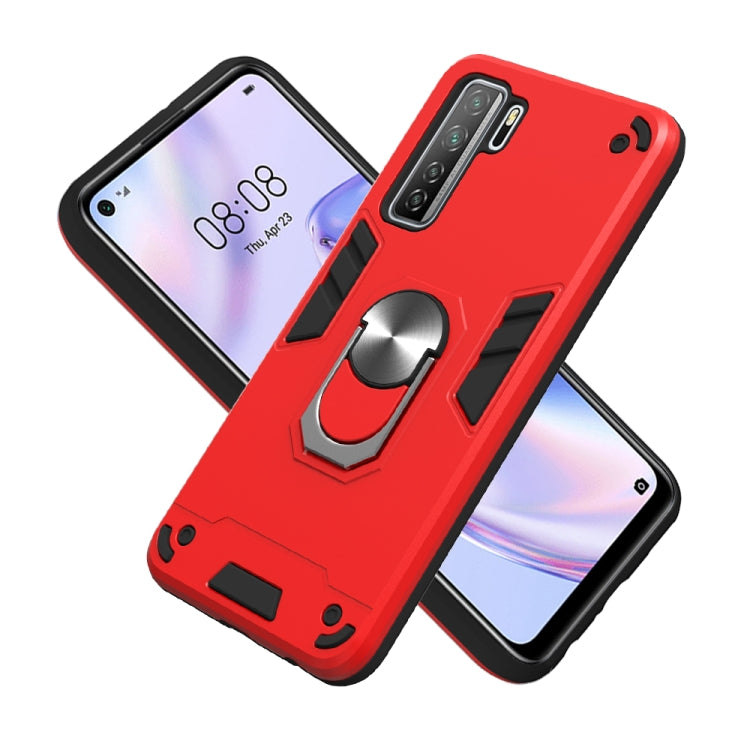 For Huawei Nova 7 SE / P40 Lite 5G 2 in 1 Armour Series PC + TPU Protective Case with Ring Holder