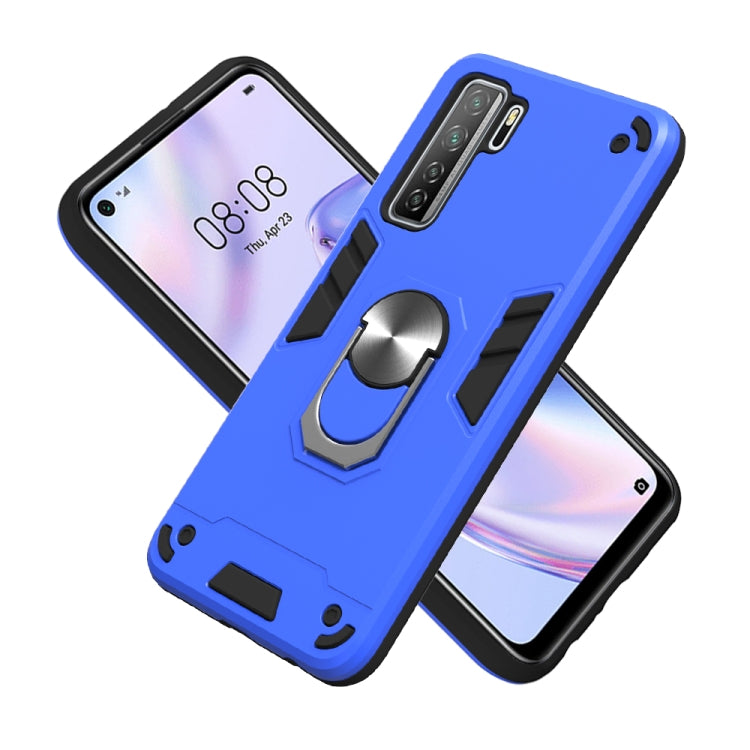 For Huawei Nova 7 SE / P40 Lite 5G 2 in 1 Armour Series PC + TPU Protective Case with Ring Holder