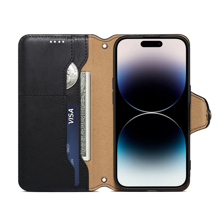 For iPhone 16 Pro Max Denior Cowhide Texture Wallet Style Leather Phone Case